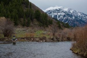 winter fly fishing offers solitude and views of snow covered peaks