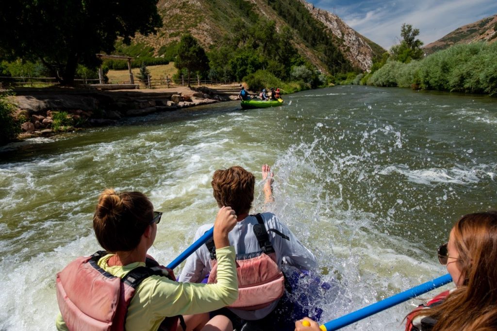 View of the Weber river while on boat