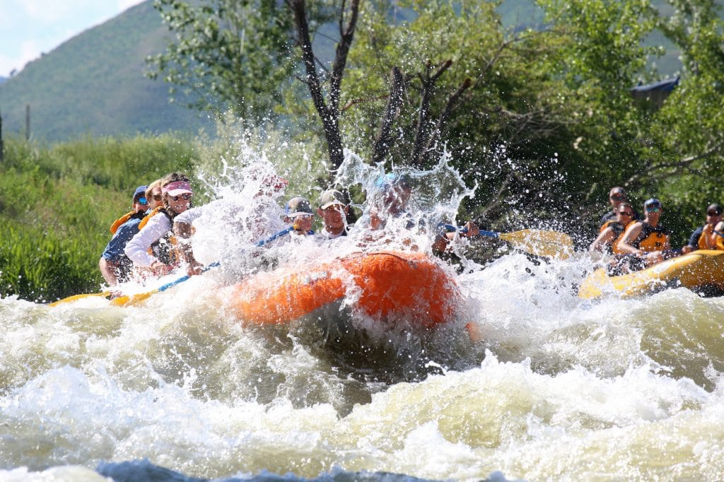 Big splash while rafting the Weber River