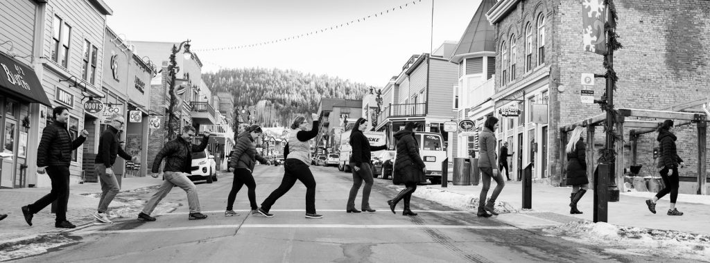 Teambuilding activity on Main Street Park City